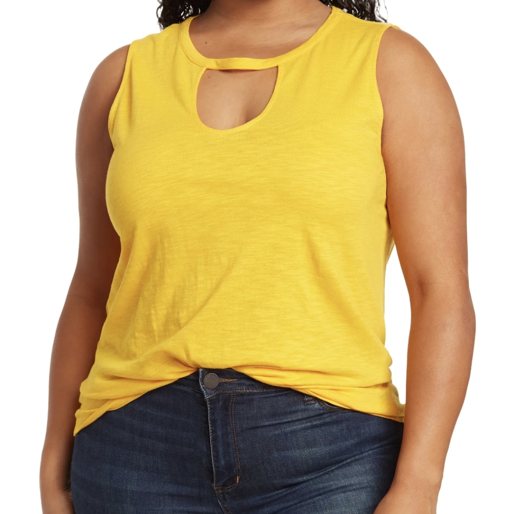Sanctuary Sunny Cutout Tank Top in Sorbet Yellow Plus Size 1X
